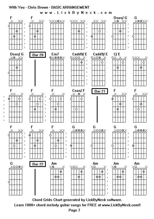 Chord Grids Chart of chord melody fingerstyle guitar song-With You - Chris Brown - BASIC ARRANGEMENT,generated by LickByNeck software.